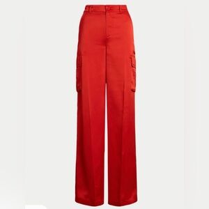 NWT Ralph Lauren Bright Vermillion Wide Leg Cargo Pants
